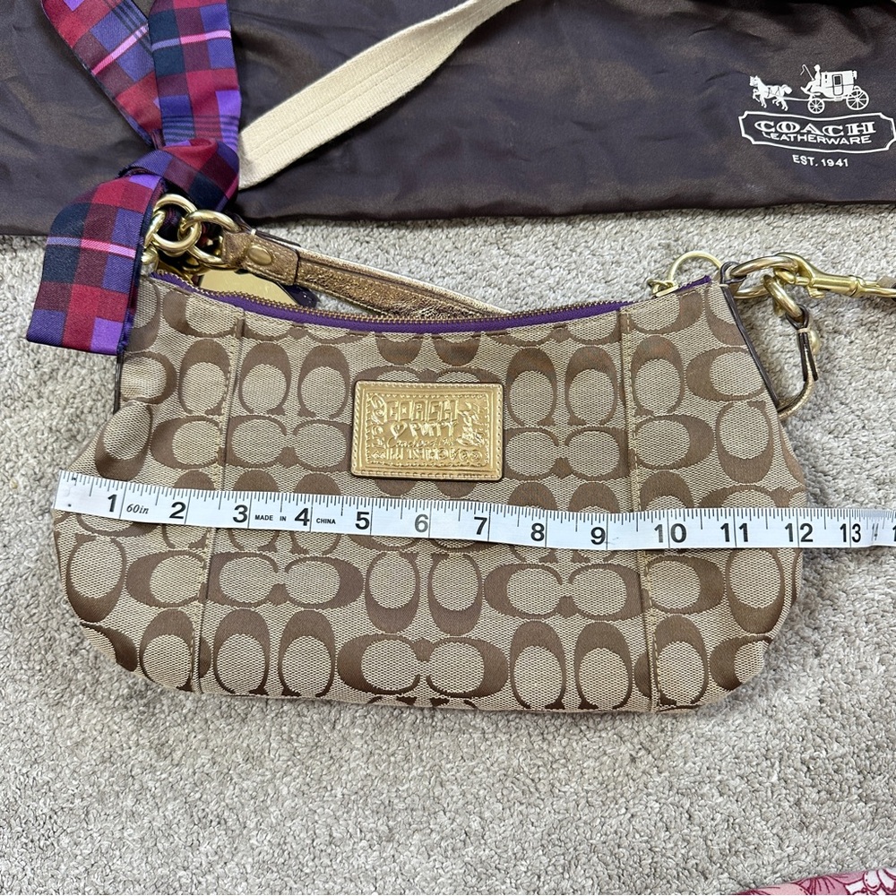 RARE Coach Poppy Tartan Applique Groovy Crossbody Shoulder Bag Brown Monogram - Picture 15 of 16